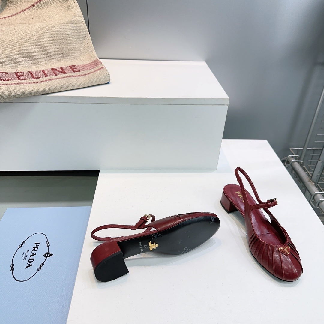 PRA 26S Slingback Flats Dark Red Sheepskin 628702