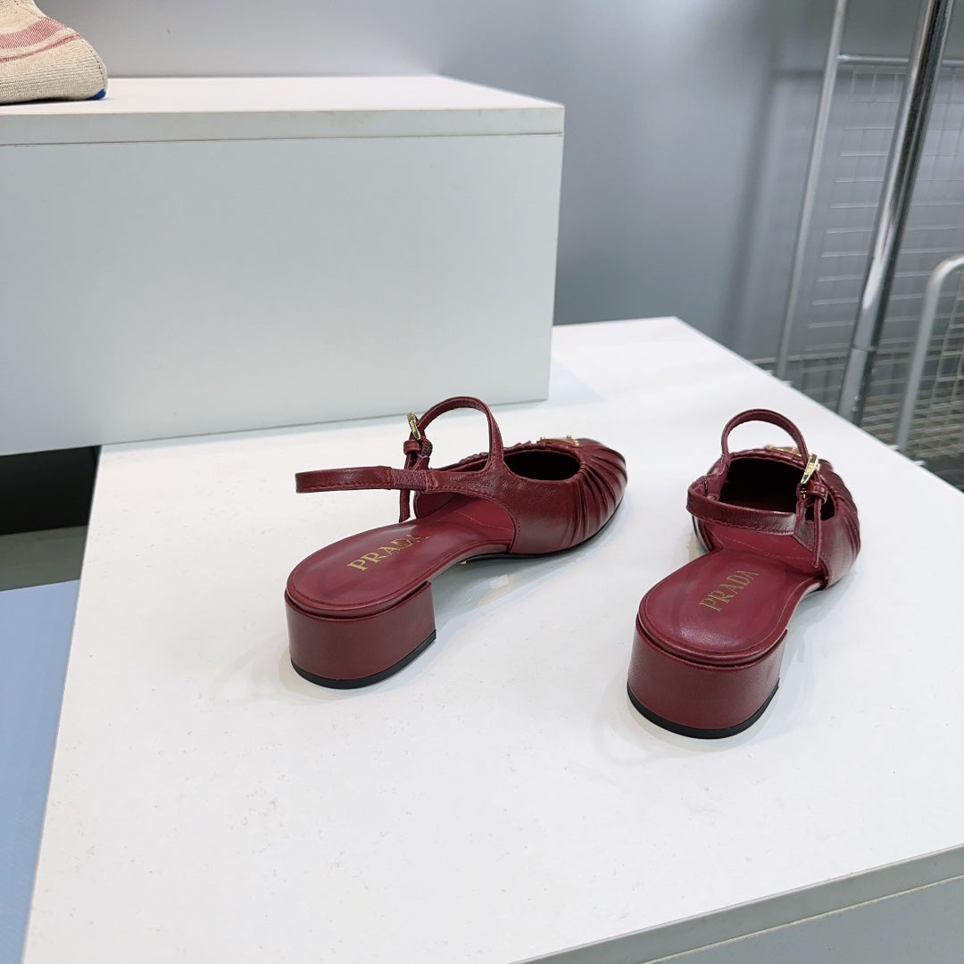 PRA 26S Slingback Flats Dark Red Sheepskin 628702