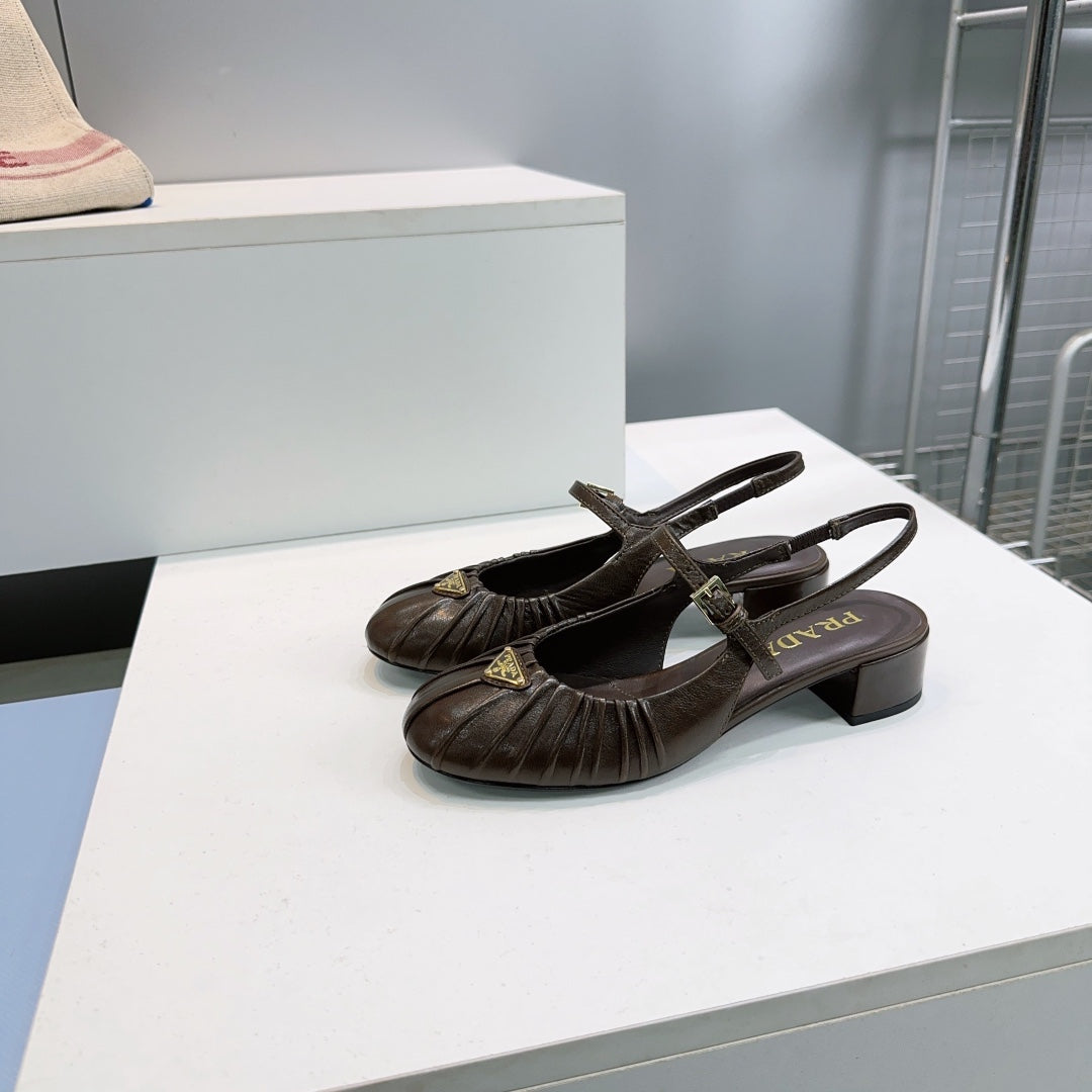 PRA 26S Slingback Flats Dark Chocolate Sheepskin 628703