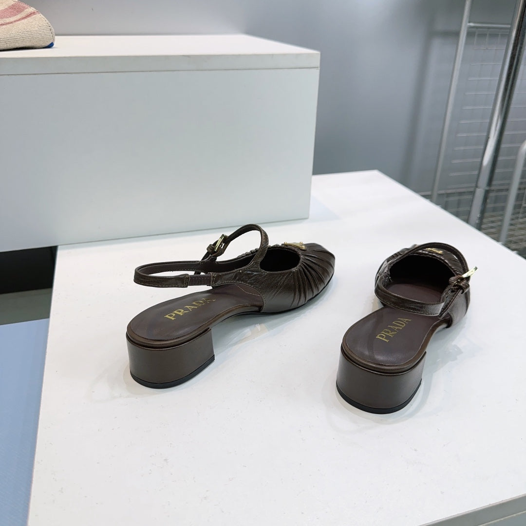 PRA 26S Slingback Flats Dark Chocolate Sheepskin 628703