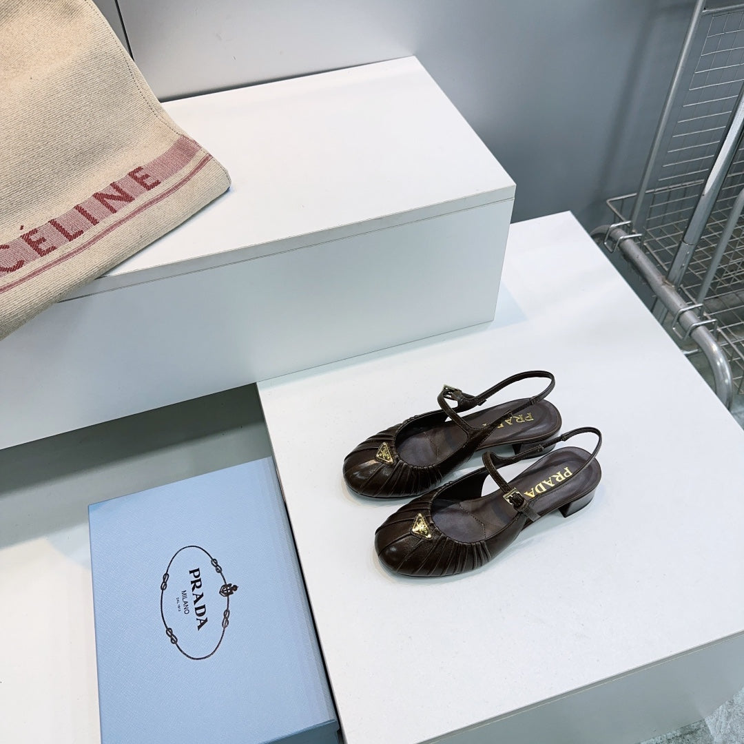 PRA 26S Slingback Flats Dark Chocolate Sheepskin 628703