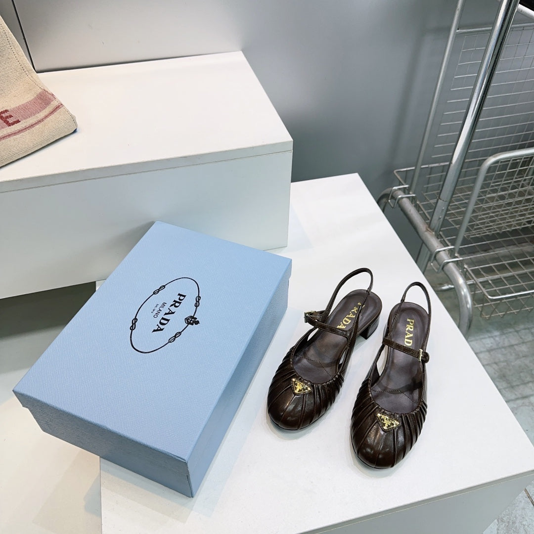 PRA 26S Slingback Flats Dark Chocolate Sheepskin 628703