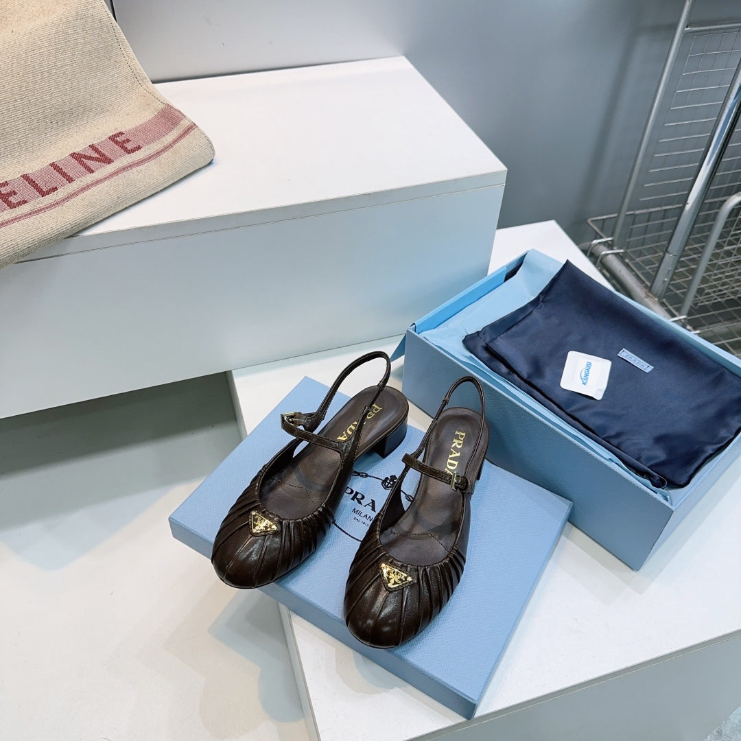 PRA 26S Slingback Flats Dark Chocolate Sheepskin 628703