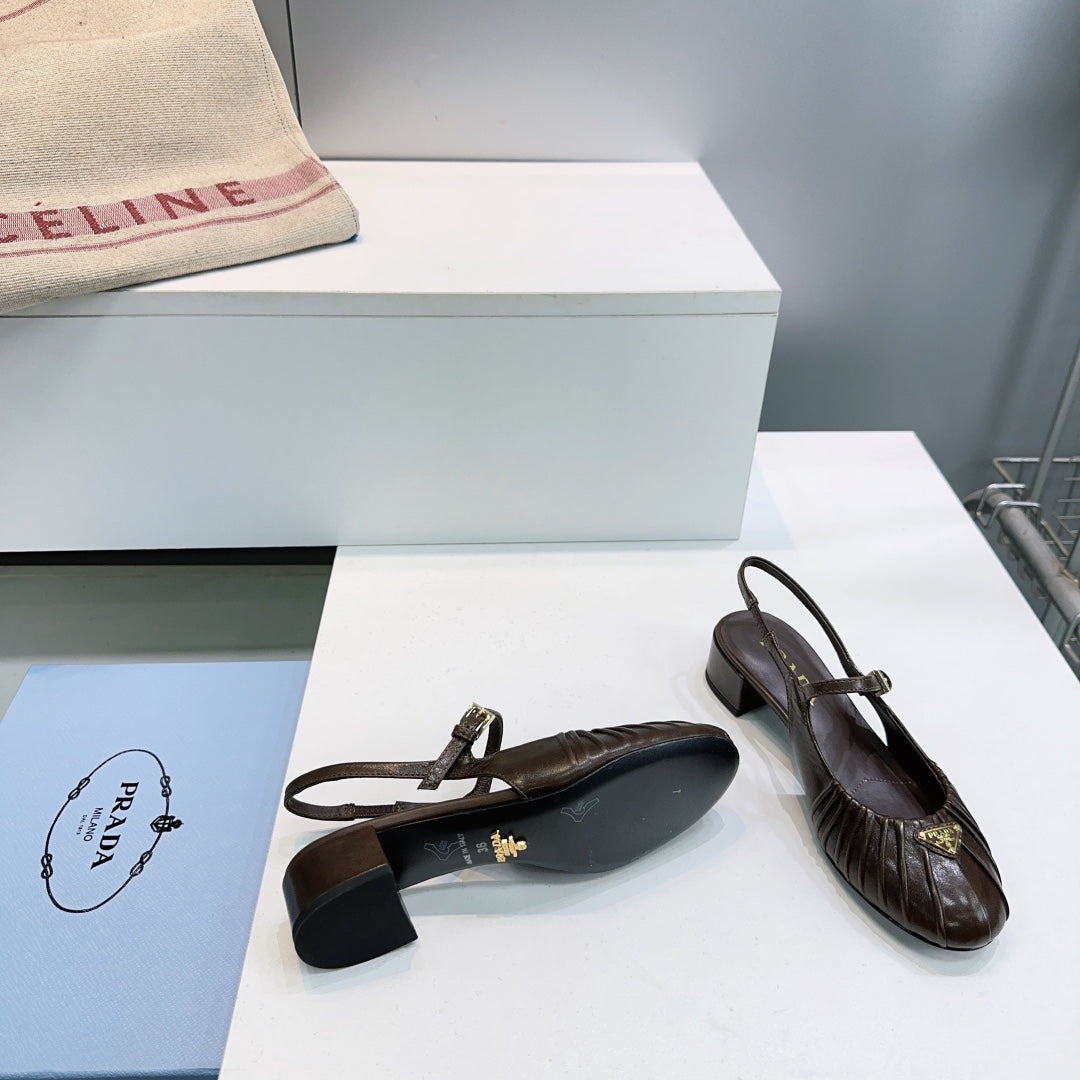 PRA 26S Slingback Flats Dark Chocolate Sheepskin 628703