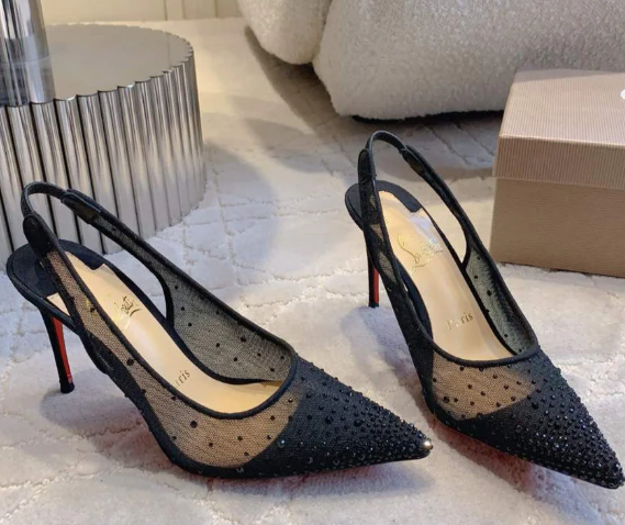 CL Follies Strass 85mm Black Mesh 177134