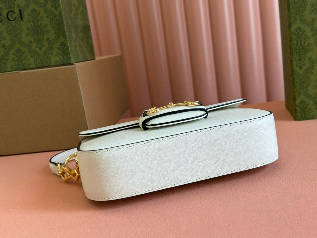 gg horsebit 1955 24cm small shoulder bag white calfskin