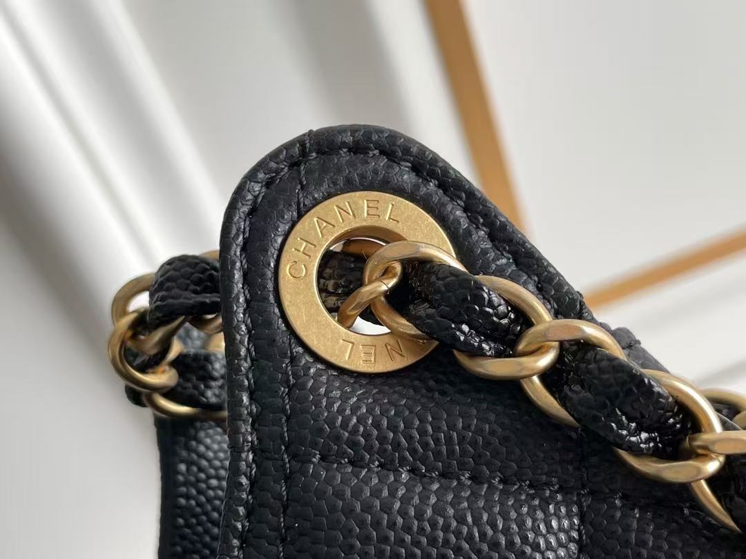 Chanel Hobo Bag Black Gold Calfskin