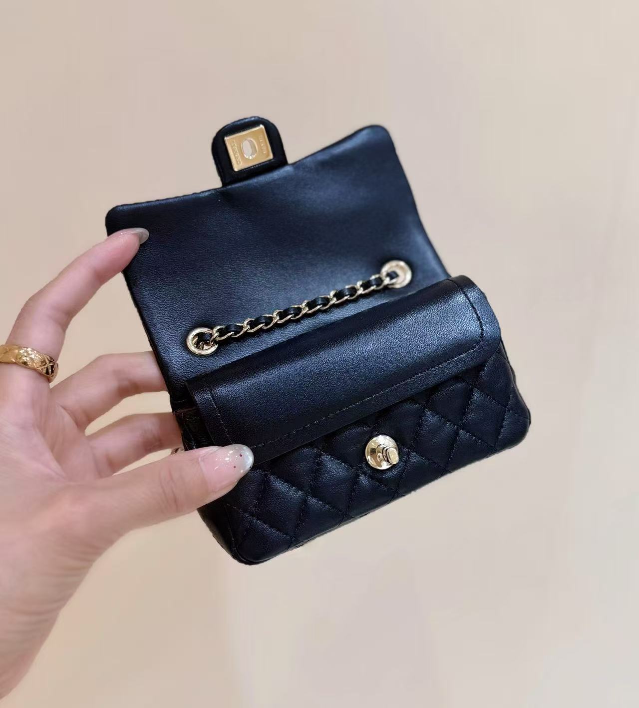 Chanel Mini Bag Black Sheepskin