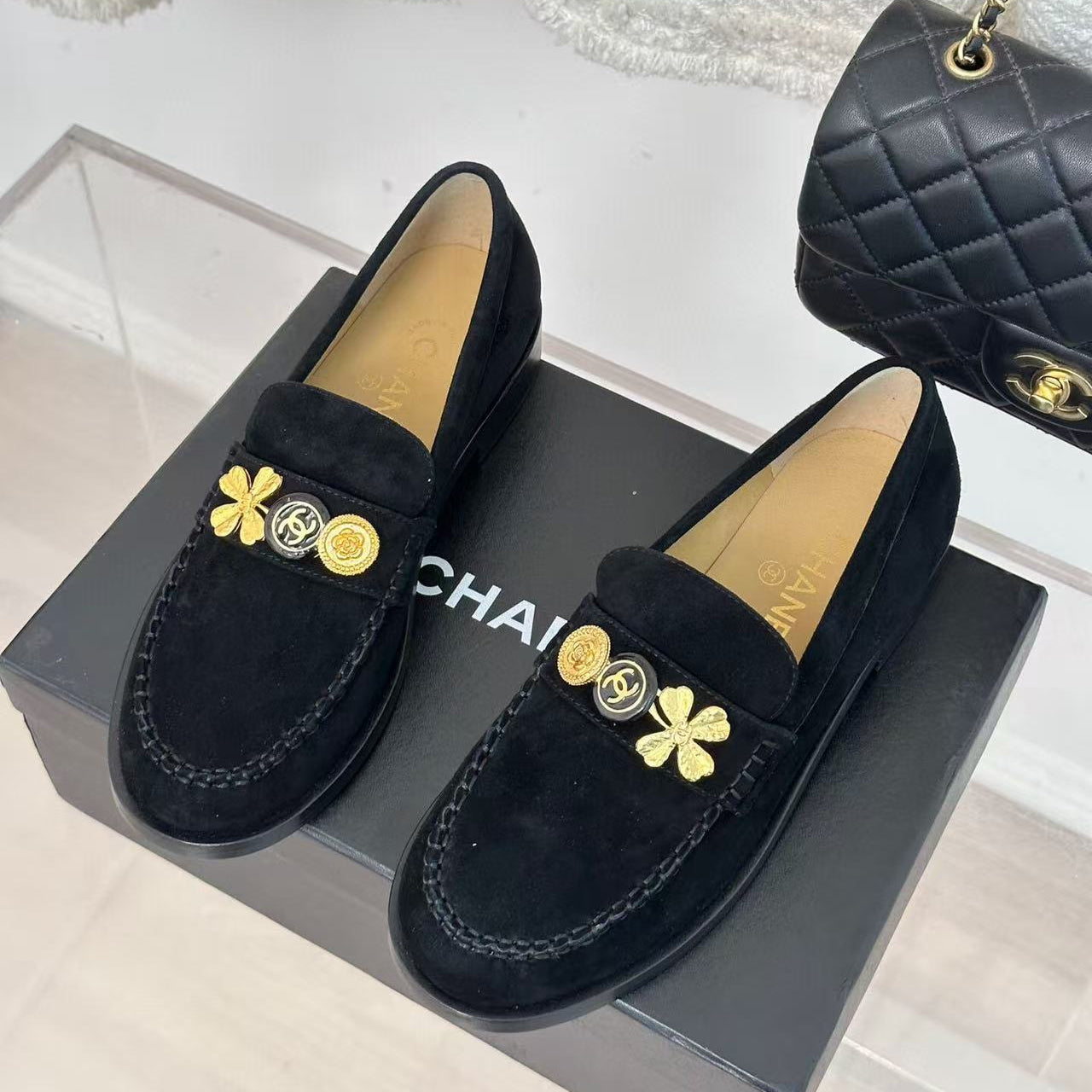 Chanel Loafer Black Suede Leather 401352