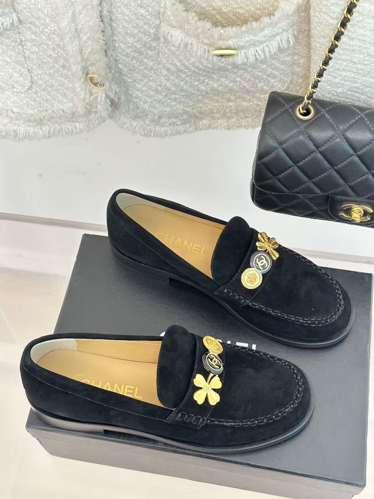 Chanel Loafer Black Suede Leather 401352