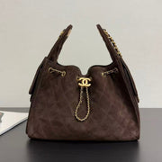 CC 25s Hobo Bag Brown Gold Suede