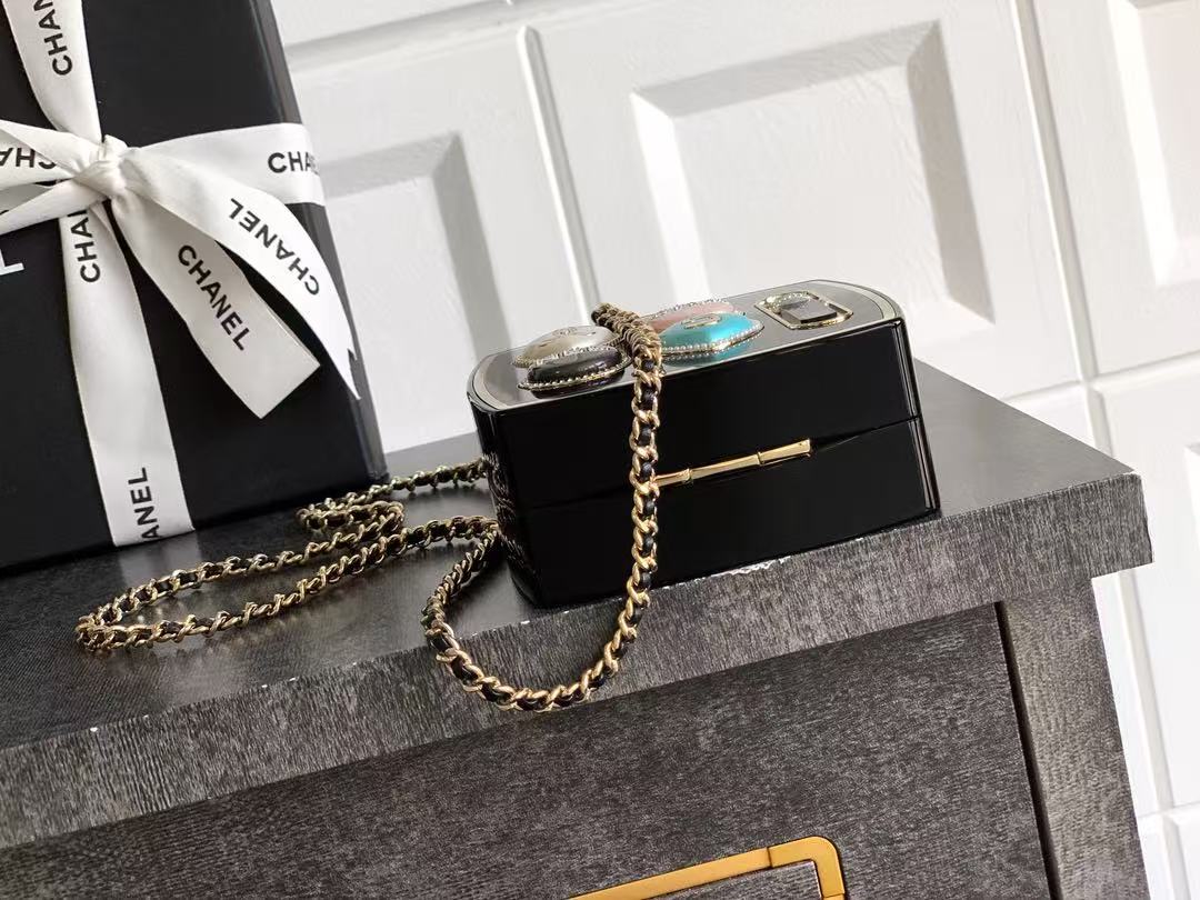 Chanel 25 Minaudière Makeup Palette Bag Black mix Colors Plexiglass