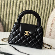 cc 24a nano 19cm kelly shopper bag black lambskin gold hardware