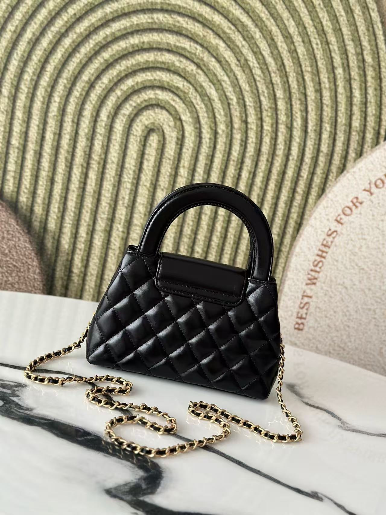 cc 24a nano 19cm kelly shopper bag black lambskin gold hardware