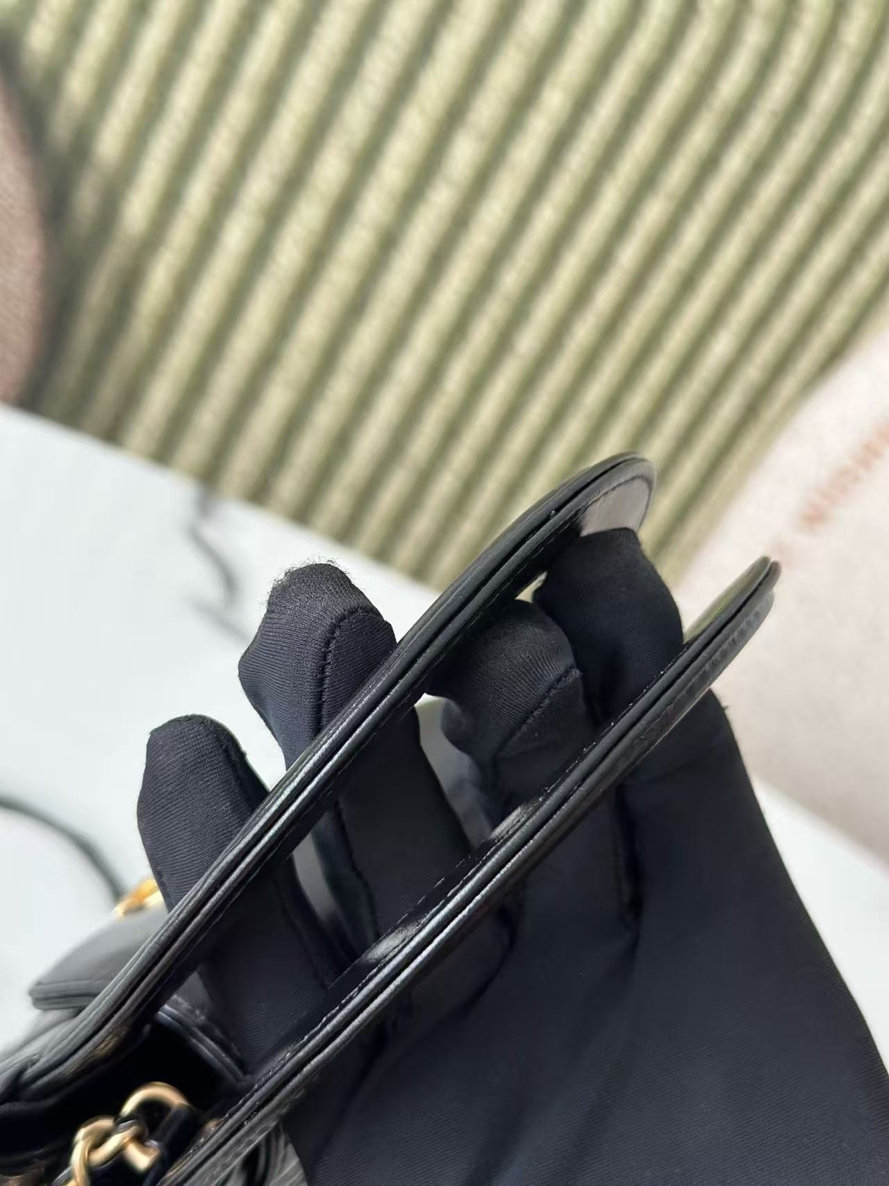 cc 24a nano 19cm kelly shopper bag black lambskin gold hardware