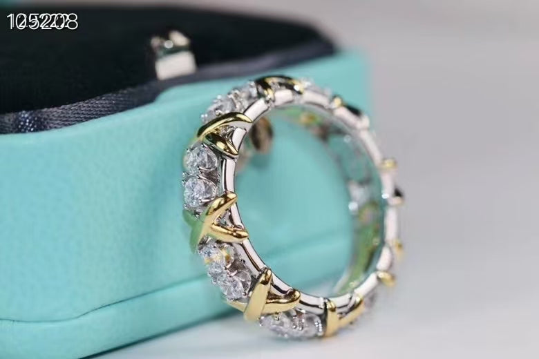 SIXTEEN STONE SILVER GOLD RING