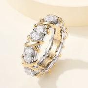 SIXTEEN STONE SILVER GOLD RING