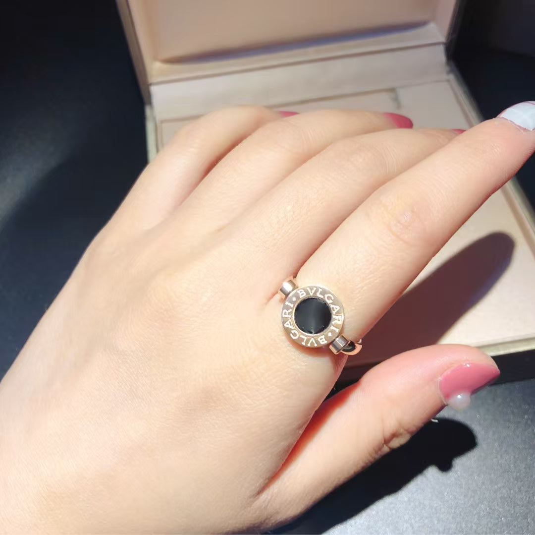 Bvlgari Rose Gold Flip Ring Set With Mother-of-pearl And Onyx