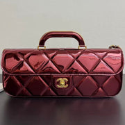 Chanel Flap Bag With Top Handle Metallic Mirror Calfskin And Gold-Tone Metal