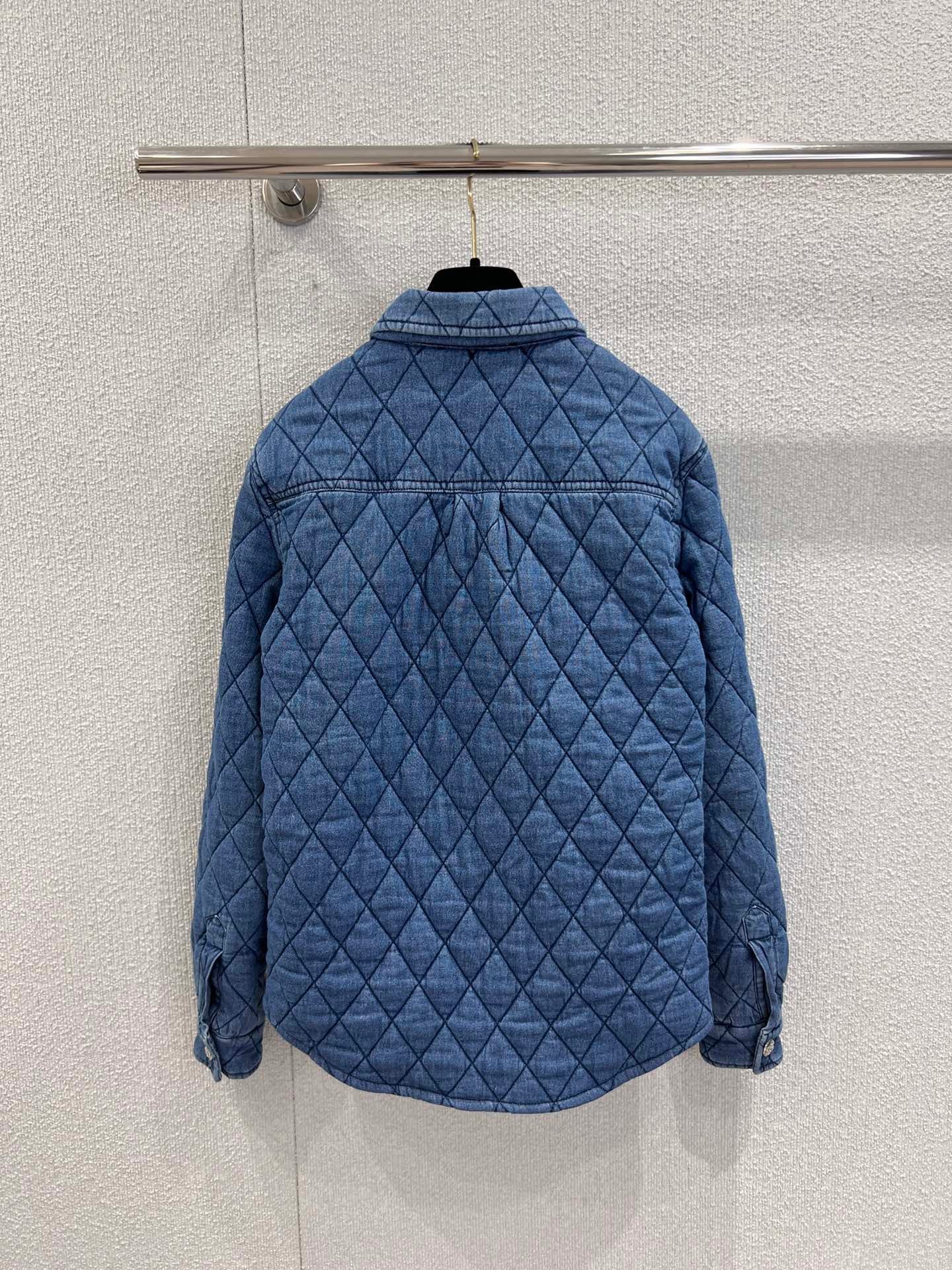 Chanel 2025 Quilted Jacket Blue Denim Fabric