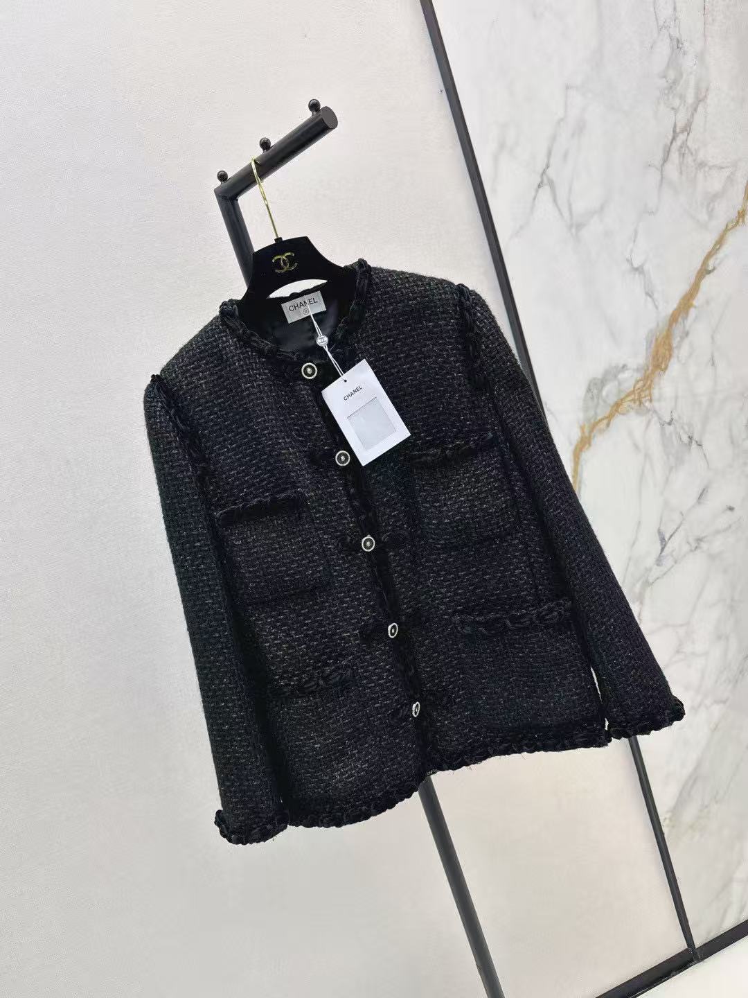 Chanel 2026 Jacket Black Tweed Wool