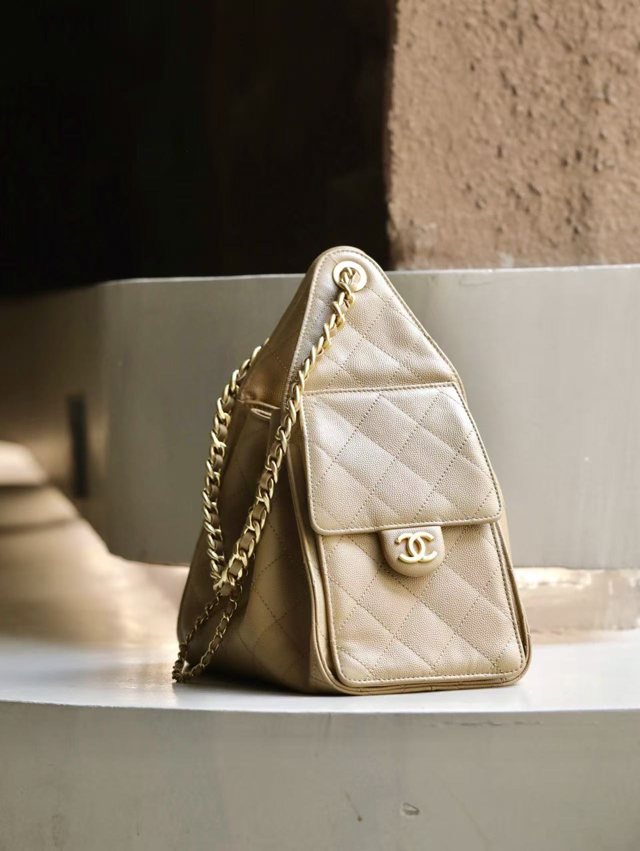 Chanel 2026 Hobo Bag 30cm Beige Calfskin