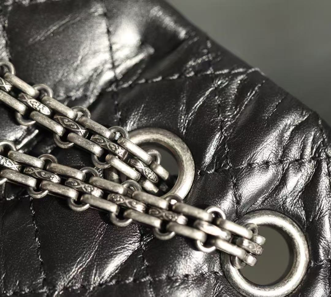 CC 2026 Classic 2.55 Flap Bag Black Aged Lambskin Silver Hardware