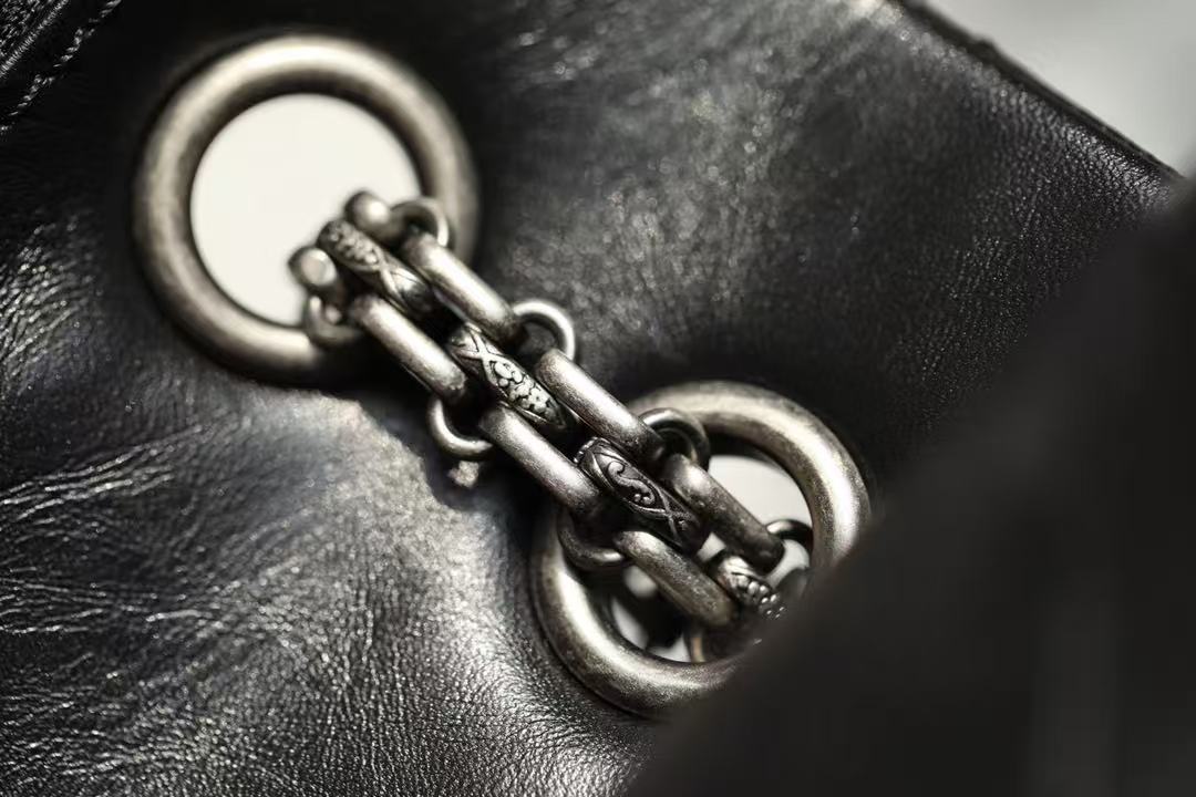 CC 2026 Classic 2.55 Flap Bag Black Aged Lambskin Silver Hardware