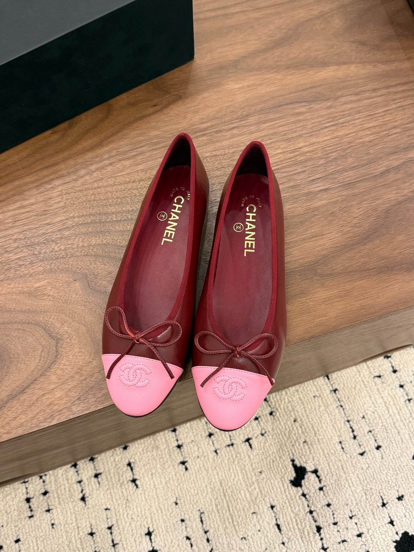 Chanel 2026 Ballet Flat Burgundy Pink Lambskin