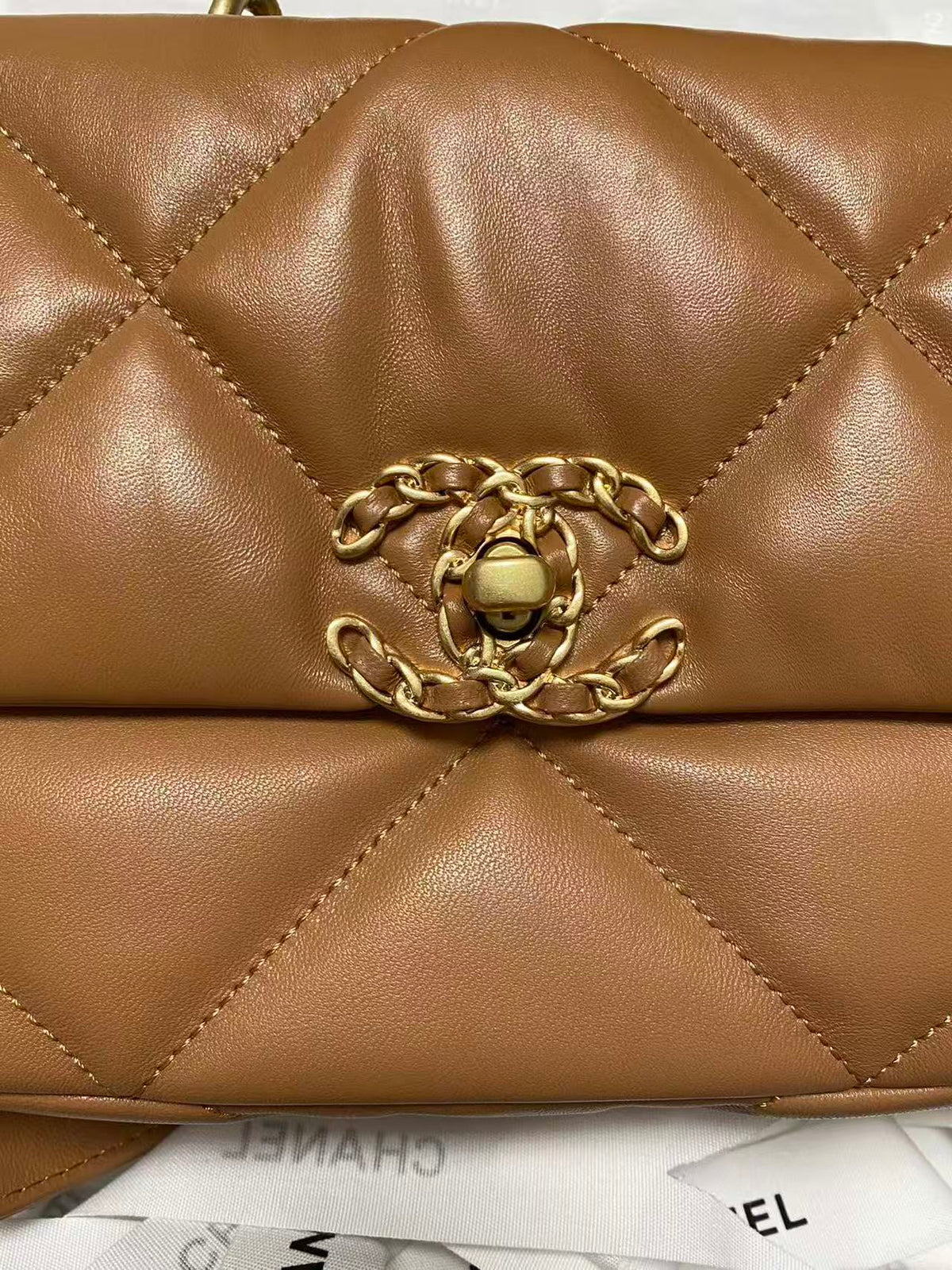 CHANEL 19 FLAP BAG 26 TAN GOATSKIN