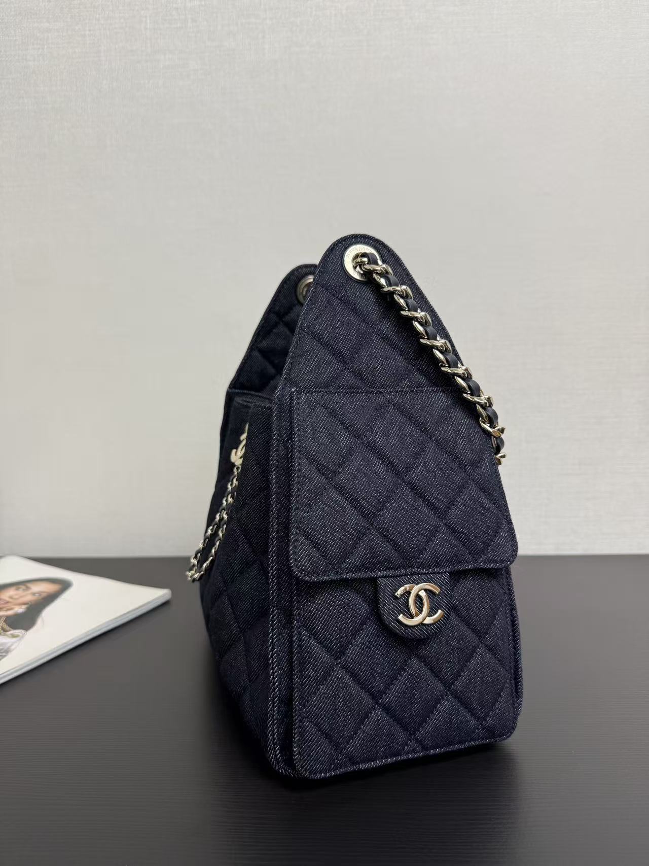 Chanel 2026 Hobo Bags 30cm Dark Blue Denim