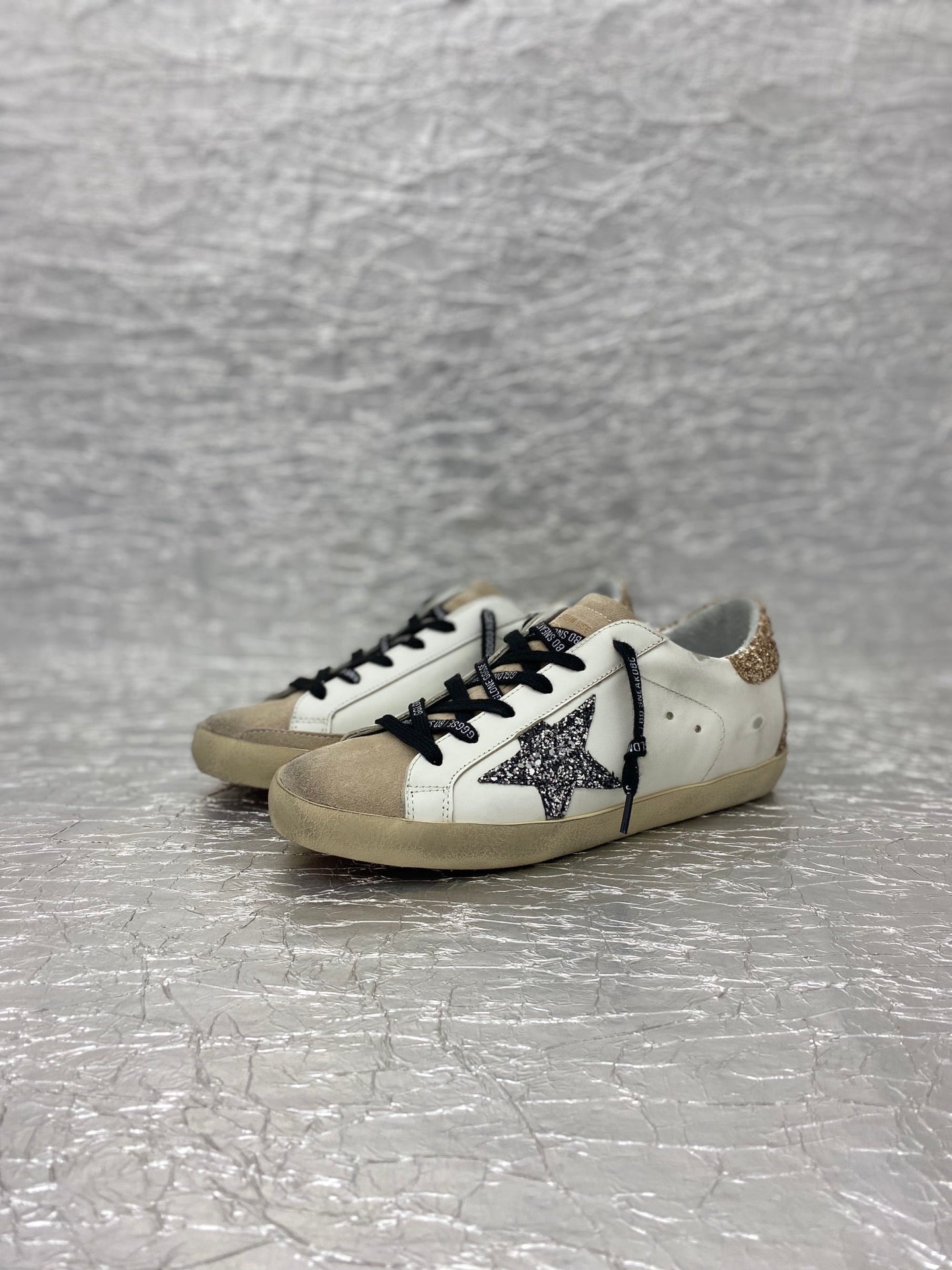 Golden Goose 2026 Senaker Ivory Beige Black Suede Leather
