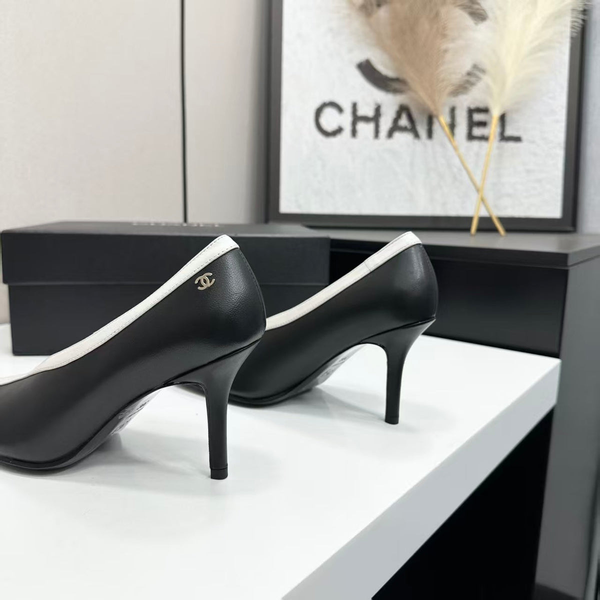 Chanel 2026 Pump 95mm Black White Lambskin