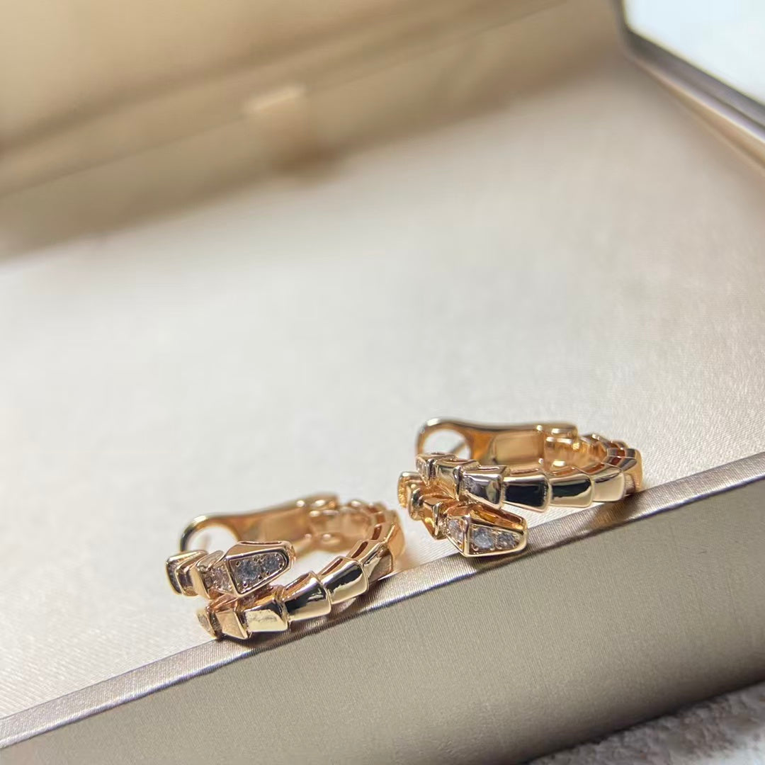 BVL Serpenti Viper Hoop Earrings With Pavé Diamonds