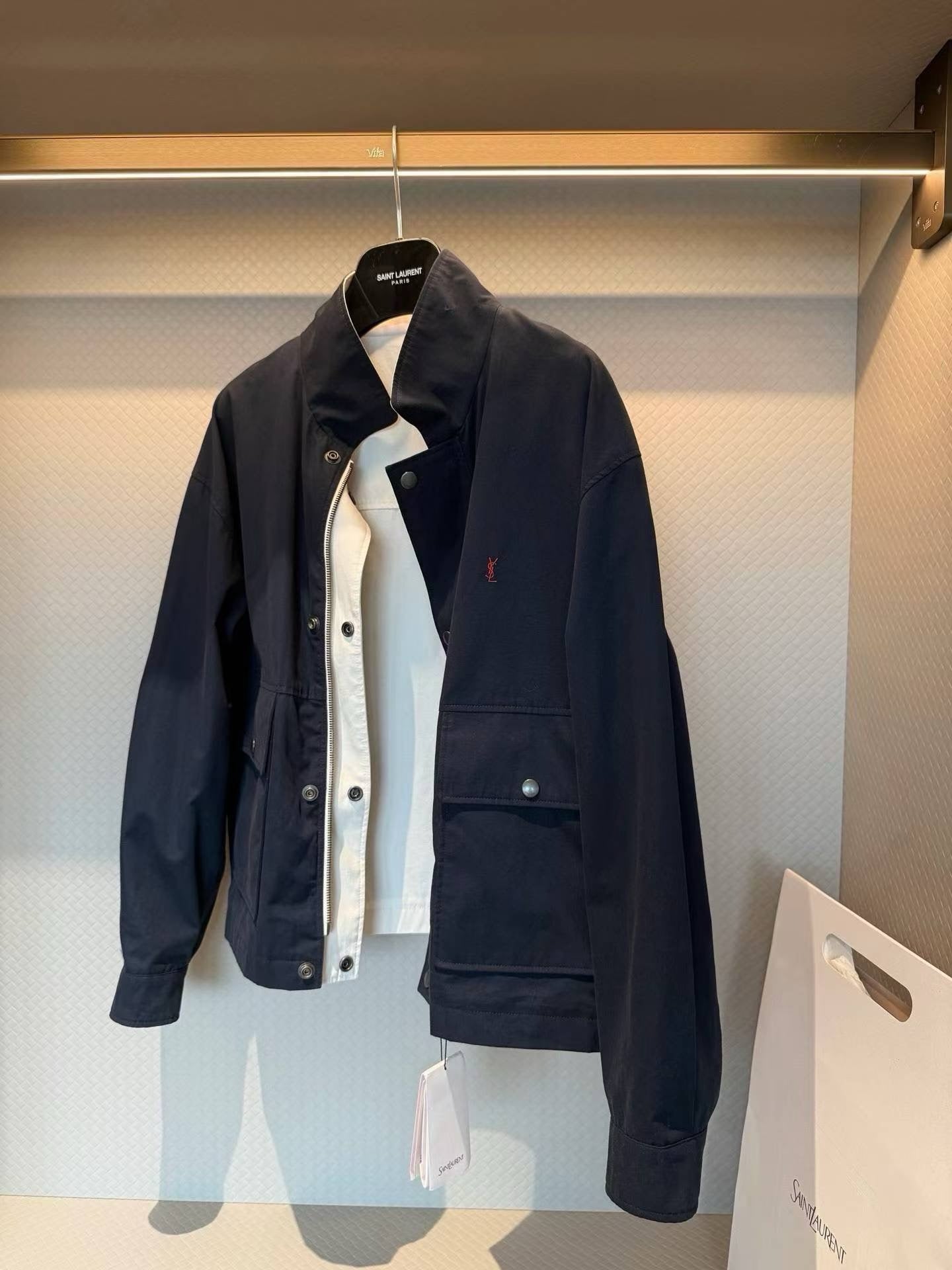 YSL 2026 Jacket White Black Canvas Cotton