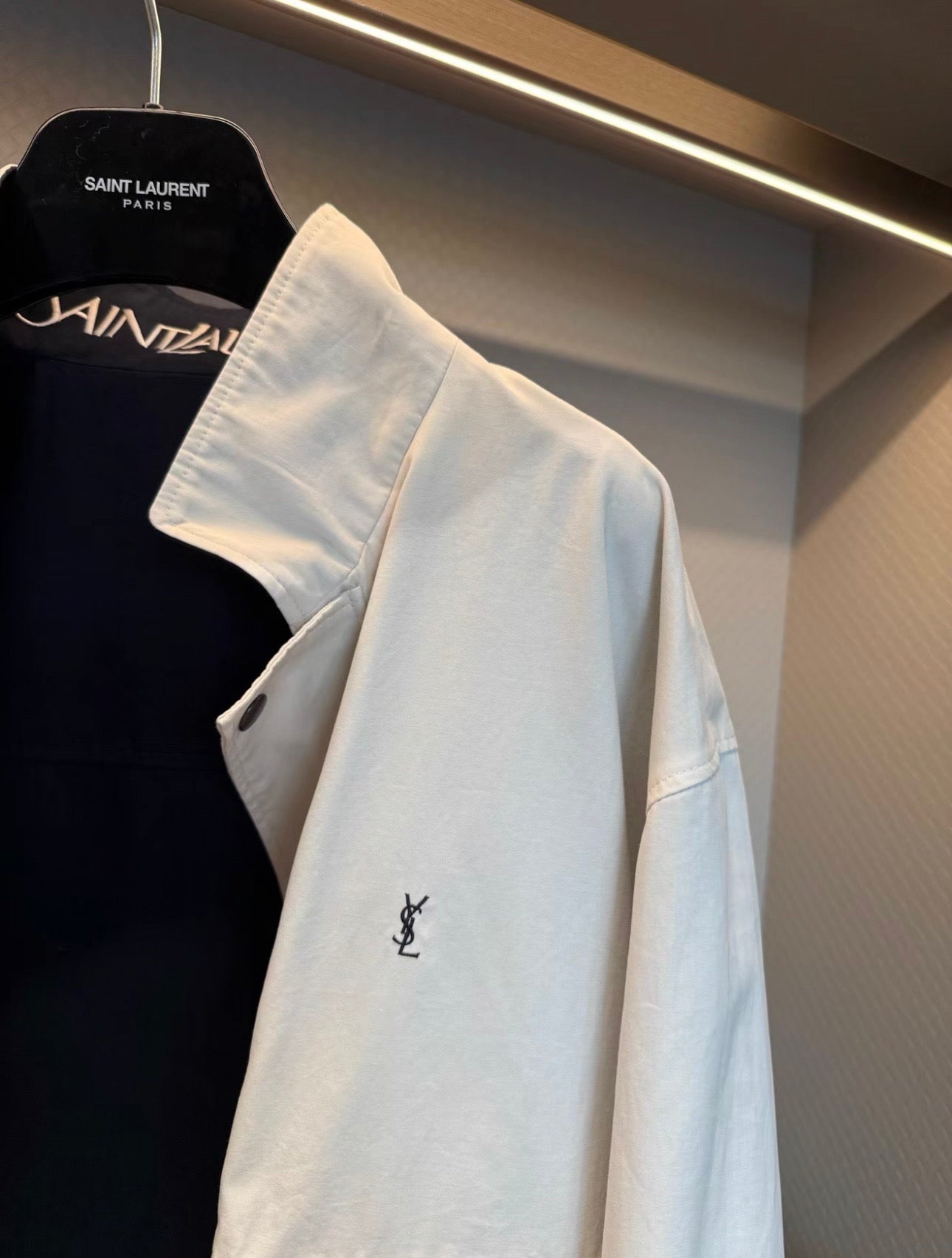 YSL 2026 Jacket White Black Canvas Cotton