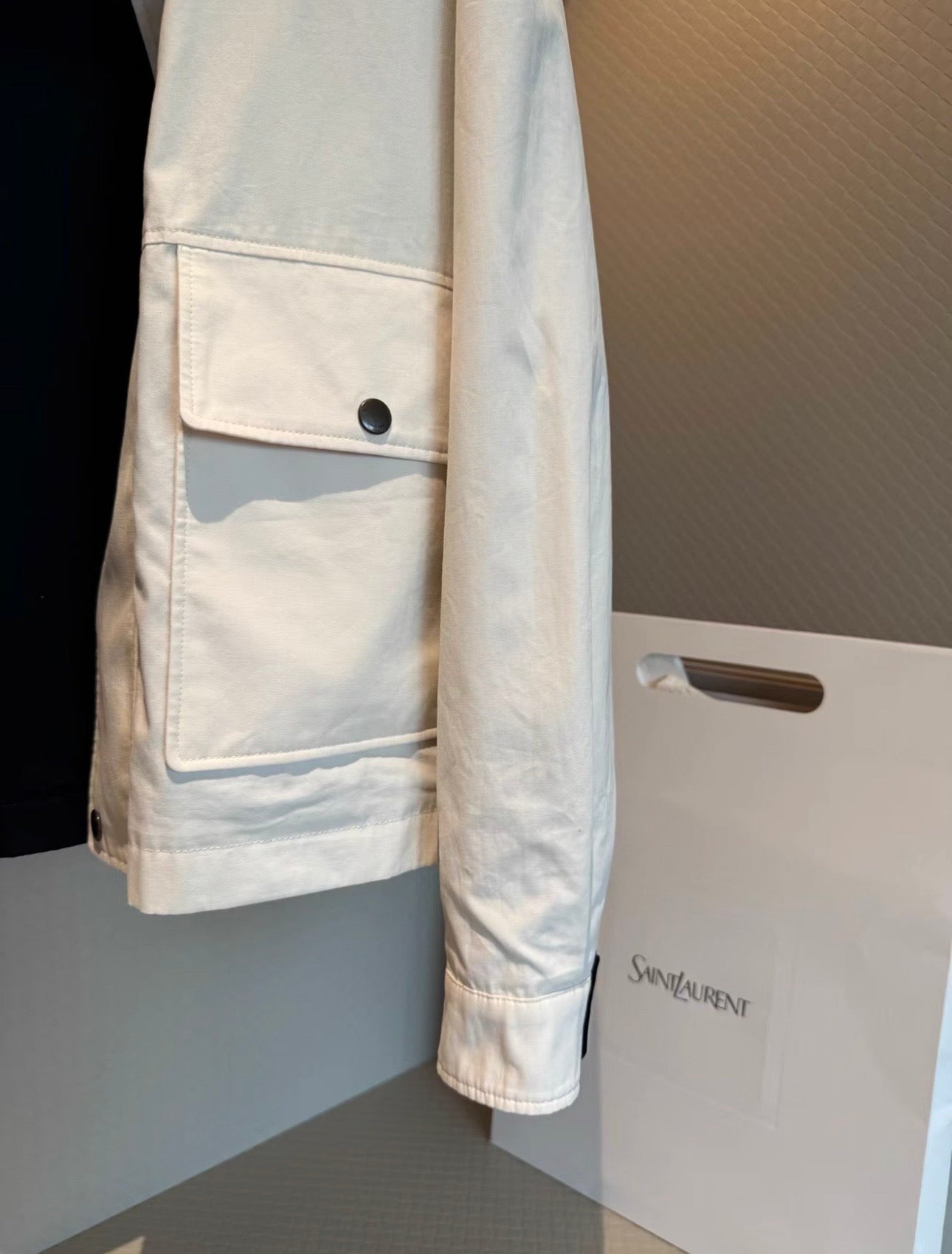 YSL 2026 Jacket White Black Canvas Cotton