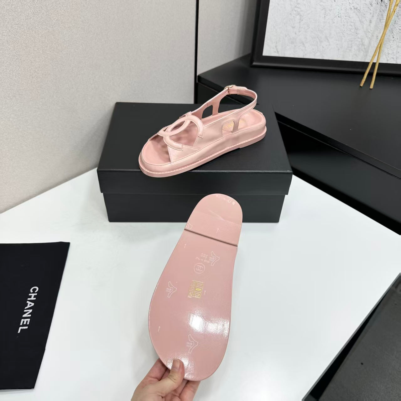 Chanel 2026 Double C Sandal Suede Lambskin