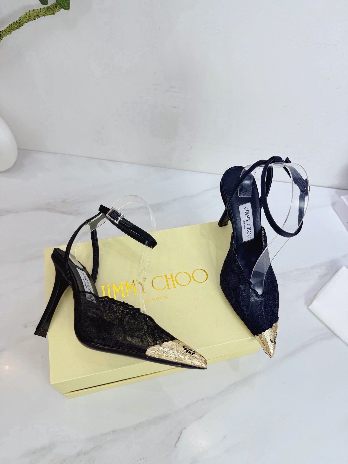 Jimmy Choo 2026 Faiz 100 Pump Gold Toe Lace Leather