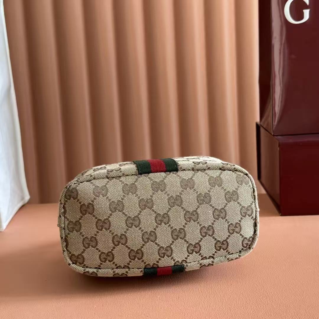 Gucci 2026 Vanity Top Handle Bag 19cm Ebony Dark Brown Canvas Leather