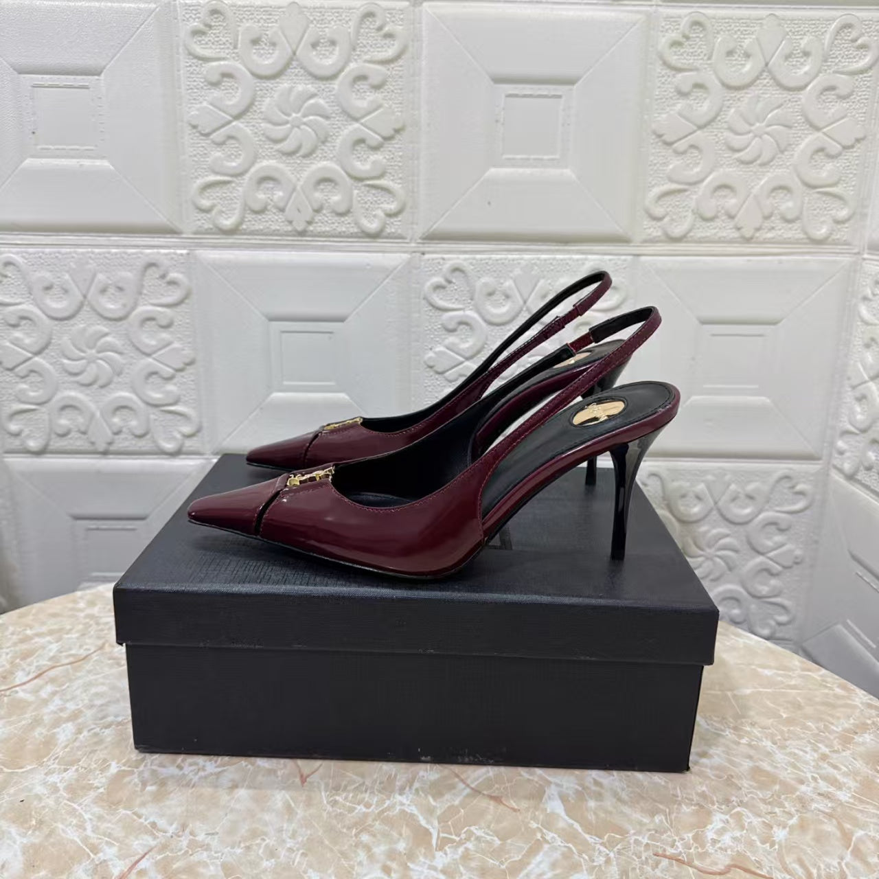 Saint Laurent 2026 Babylone Slingback 90mm Sheepskin