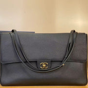 Chanel 2026 Maxi Flap Bag Black Grained Calfskin With Gold Hardware