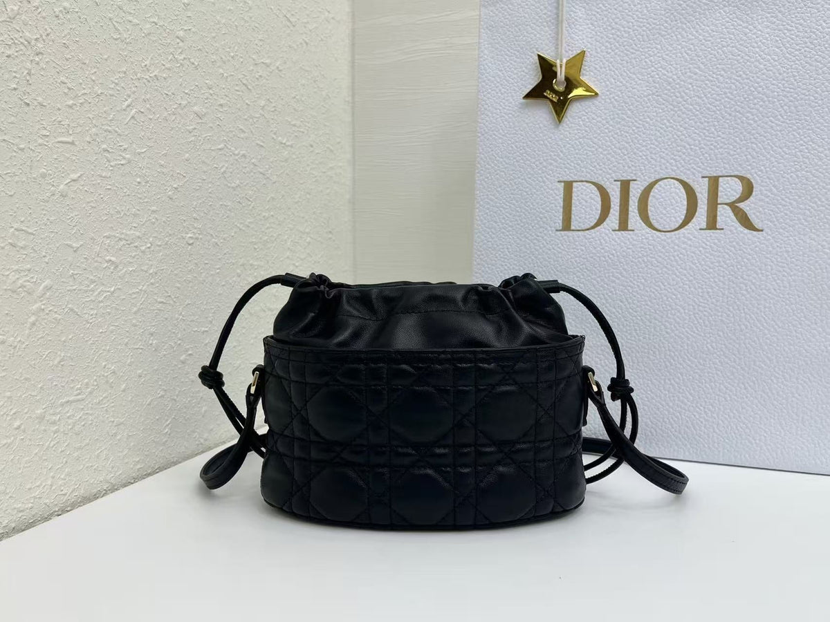 Dior 2026 Mini DiorTravel Bucket Bag 22cm Fabric Lambskin