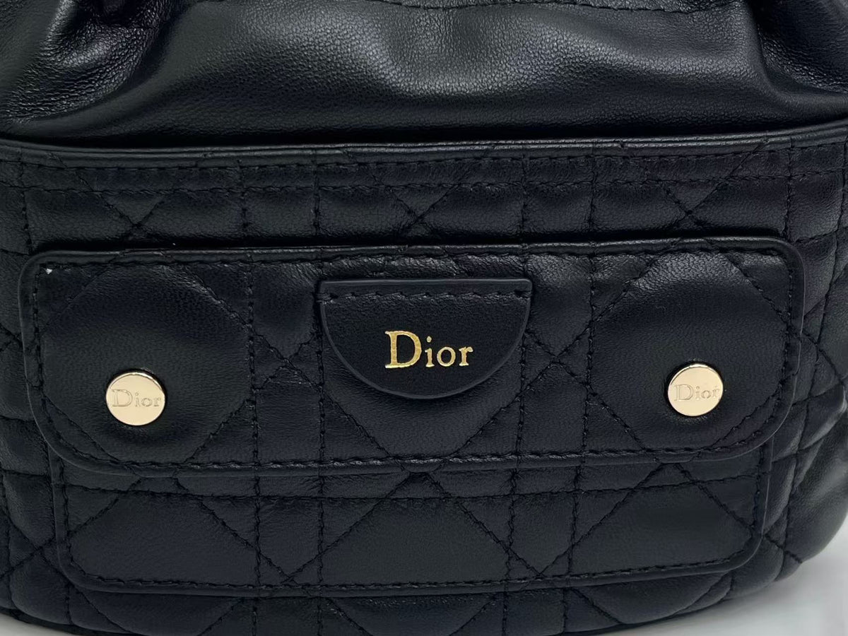 Dior 2026 Mini DiorTravel Bucket Bag 22cm Fabric Lambskin