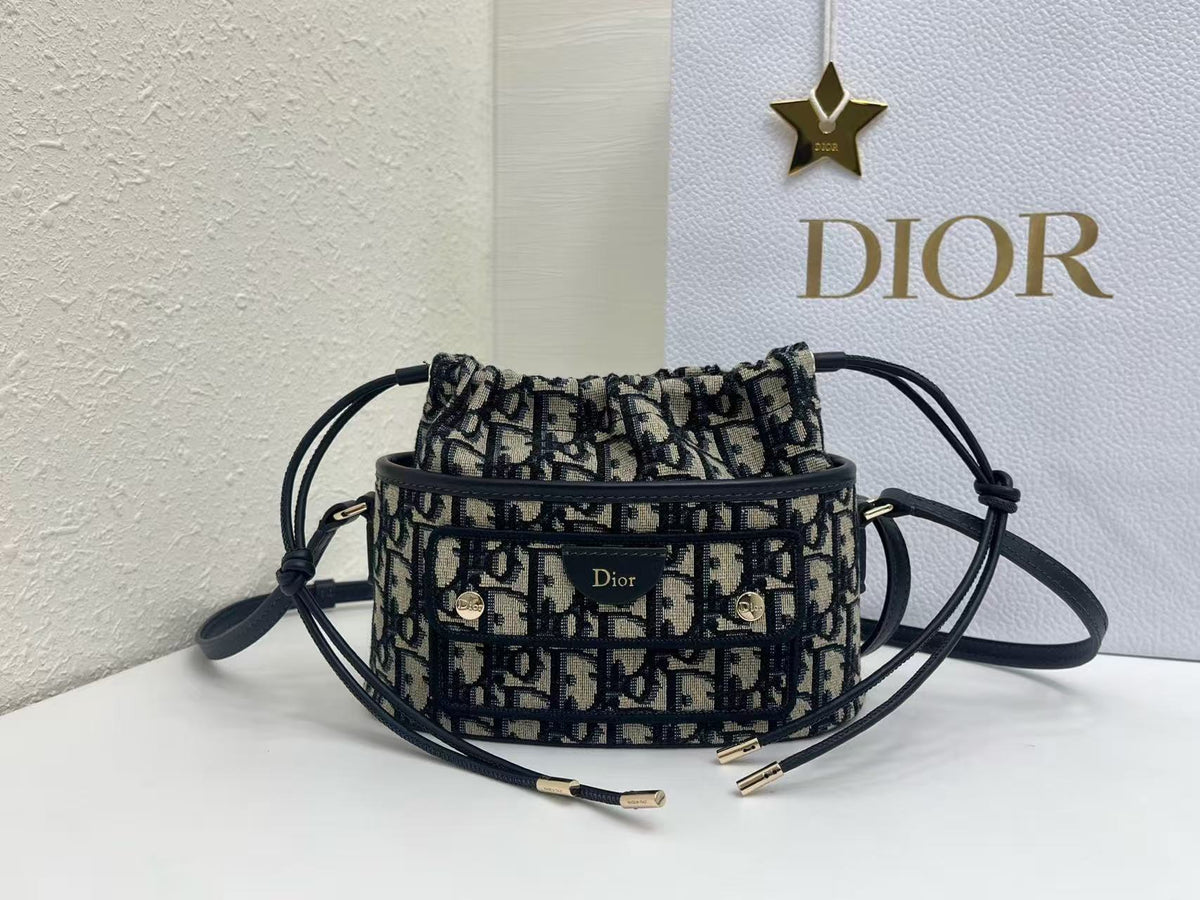 Dior 2026 Mini DiorTravel Bucket Bag 22cm Fabric Lambskin