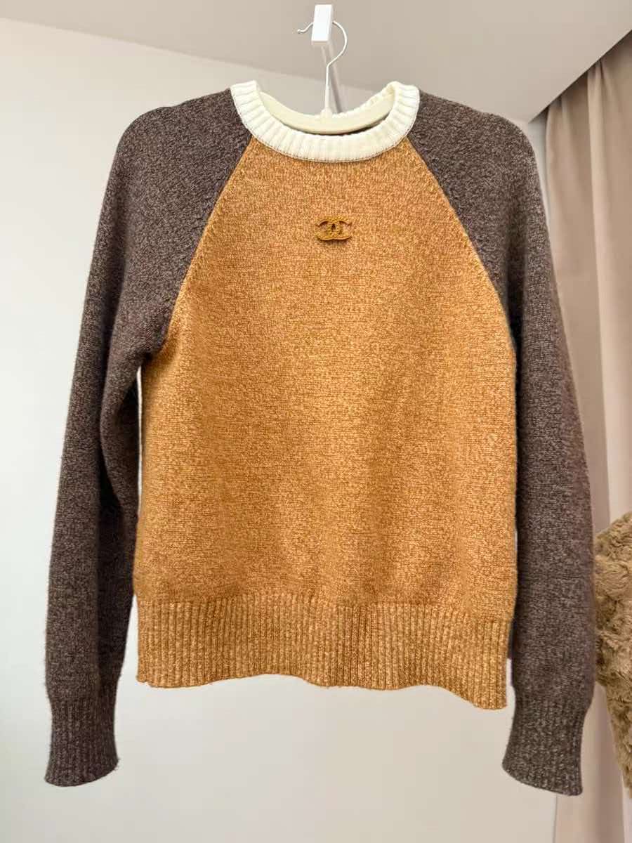 Chanel 2026 Sweater Light Brown Mix Grey Wool