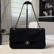 Chanel 2026 Maxi Flap Bag 32cm Black Suede Leather
