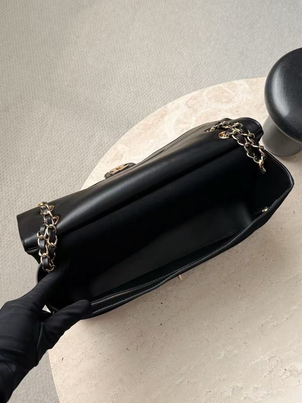Chanel 2026 Maxi Flap Bag 32cm Black Suede Leather