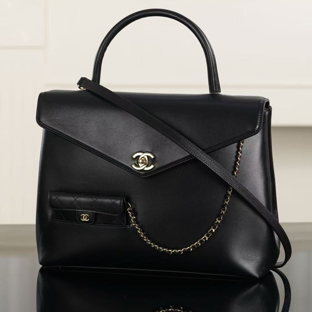 Chanel 2026 Maxi Top Handle Bag 32cm Black Lambskin