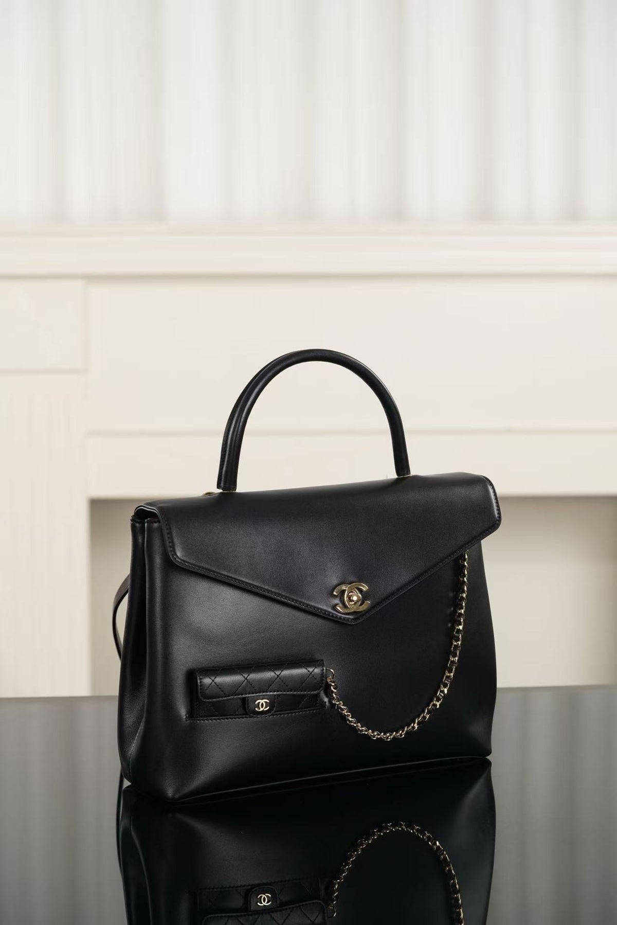 Chanel 2026 Maxi Top Handle Bag 32cm Black Lambskin